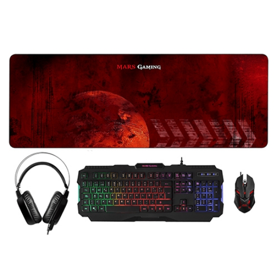 Imagem de TECLADO+RATO+BASE PARA RATO+AUSCULTADORES MARS GAMING 4EM1 (MCPRGB2PT)