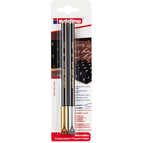 Imagem de BLISTER 2 MARCADORES PERMANENTES EDDING 1200 (OURO E PRATA)