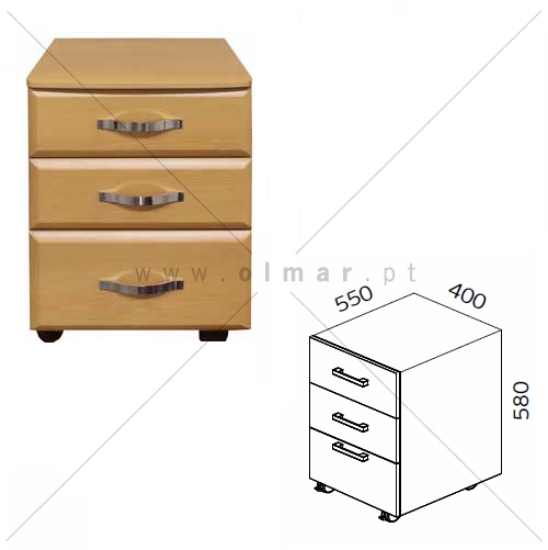 Picture of BLOCO RODADO C/3 GAVETAS STR-F54 FAIA (550X400X580MM)