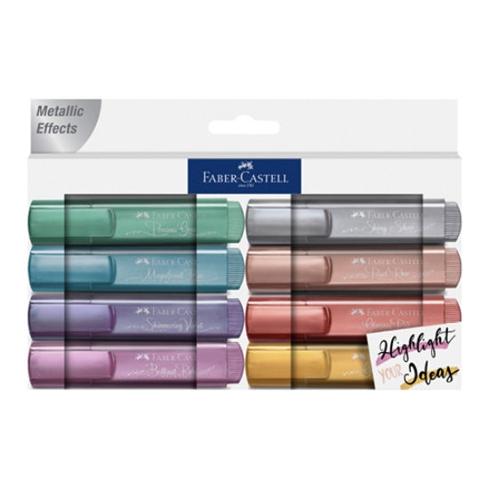 Imagem de BLISTER 8 MARCADORES FLUORESCENTES FABER-CASTELL METÁLICO (154625)