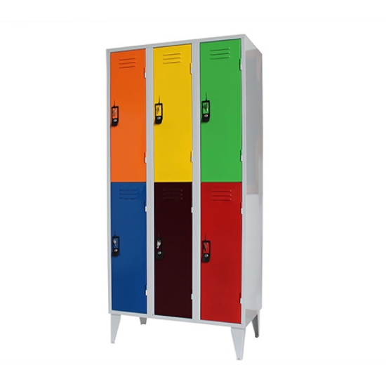 Imagem de VESTIÁRIO TRIPLO COM 6 CACIFOS 1900X900X500MM CINZA/CORES (VT.TP06.X)