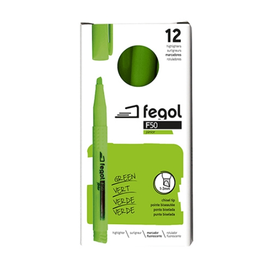Imagem de CAIXA 12 MARCADORES FLUORESCENTES FEGOL JUNIOR F50 VERDE