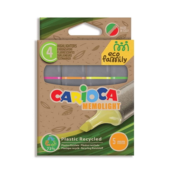 Imagem de CAIXA 4 MARCADORES FLUORESCENTES CARIOCA ECO SORTIDOS (43098)