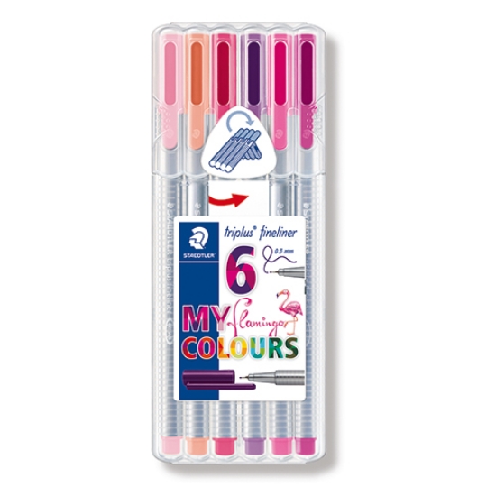 Imagem de CAIXA 6 MARCADORES STAEDTLER TRIPLUS FINELINER 334 SB6CS6 FLAMINGO