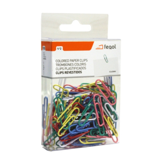 Imagem de BLISTER 200 CLIPS REVESTIDOS FEGOL Nº2 SORTIDO (010-2)