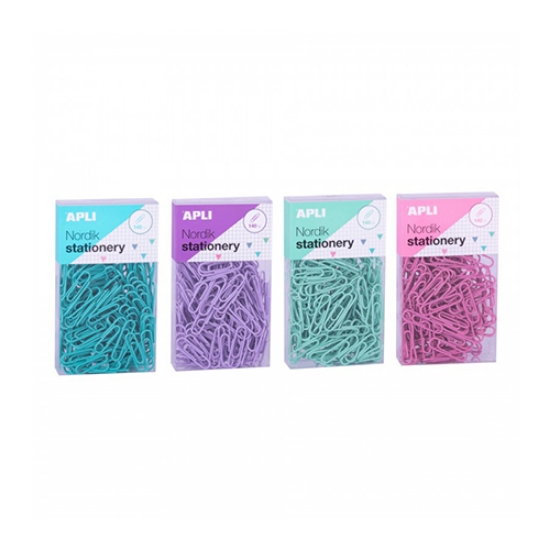 Imagem de CAIXA 140 CLIPS REVESTIDOS Nº2 APLI NORDIK PASTEL SORTIDO (18149)