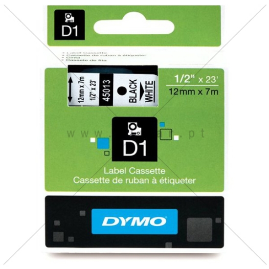 Imagem de FITA DYMO D1 12MMX7MT PRETA/BRANCA 45013/S0720530