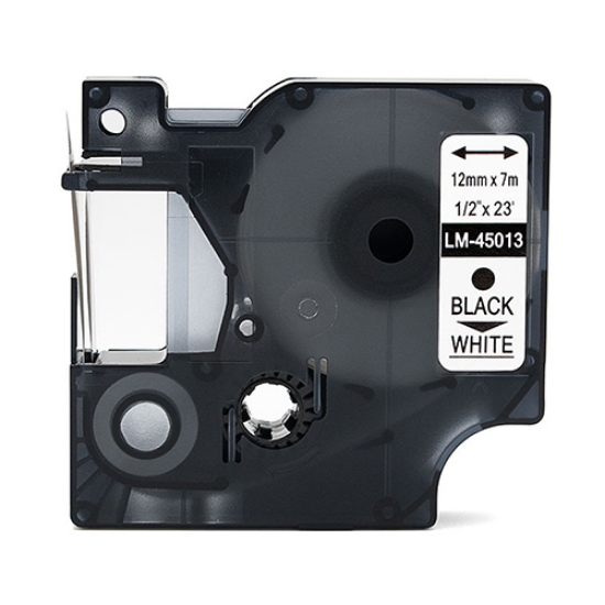 Imagem de FITA P/DYMO D1 12MMX7MT PRETA/BRANCA (45013)