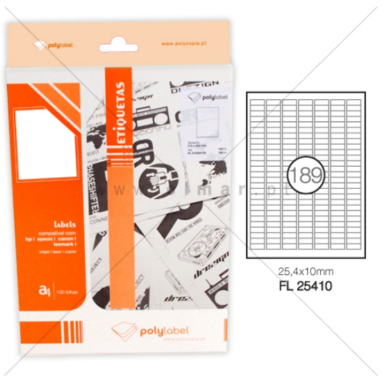 Imagem de ETIQ. FEGOLABEL A4 25.4X10MM BRANCA (CX.100F/18900UDS)