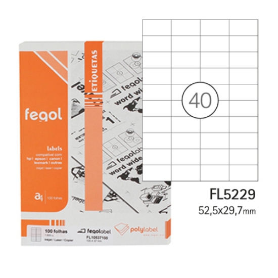 Imagem de ETIQ. FEGOLABEL A4 52.5X29.7 BRANCA (CX.100F/4000UNI)
