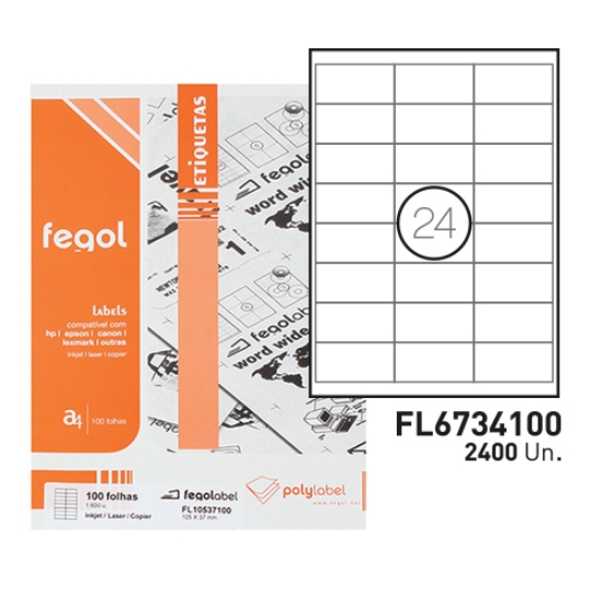 Picture of ETIQ. FEGOLABEL A4 67X34 BRANCA (CX.100F/2400UNI)