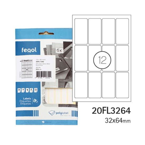 Imagem de ETIQ. FEGOLABEL A5 32X64 BRANCA 20FL3264 (CART.20F/240UDS)