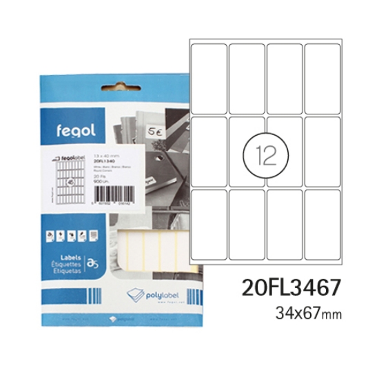 Picture of ETIQ. FEGOLABEL A5 34X67 BRANCA 20FL3467 (CART.20F/240UNI)