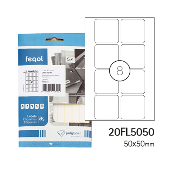 Imagem de ETIQ. FEGOLABEL A5 50X50 BRANCA 20FL5050 (CART.20F/180UDS)