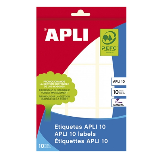 Imagem de ETIQUETAS APLI A5 34X53MM BRANCA REF.01650 (CARTEIRA 10FOLHAS/90ETIQ.)