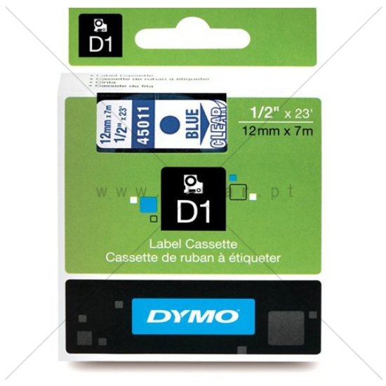 Imagem de FITA DYMO D1 12MMX7MT AZUL/TRANSP. 45011/S0720510