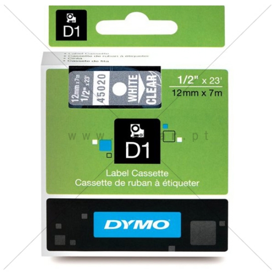 Imagem de FITA DYMO D1 12MMX7MT BRANCA/TRANSP. 45020/S0720600