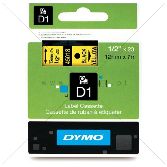 Picture of FITA DYMO D1 12MMX7MT PRETA/AMARELA 45018/S0720580