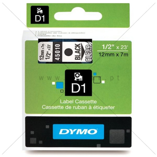 Imagem de FITA DYMO D1 12MMX7MT TRANSPARENTE & PRETO (45010/S0720500)