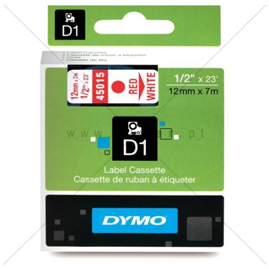 Picture of FITA DYMO D1 12MMX7MT VERMELHA/BRANCA 45015/S0720550