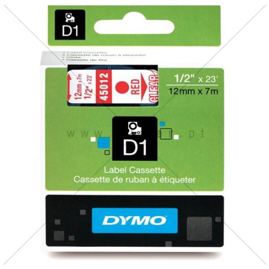 Imagem de FITA DYMO D1 12MMX7MT VERMELHA/TRANSP. 45012/S0720520