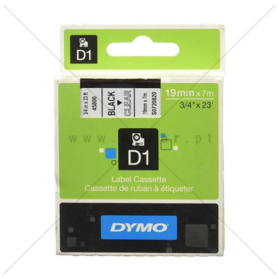 Imagem de FITA DYMO D1 19MMX7MT PRETA/TRANSP. REF.45800/S0720820