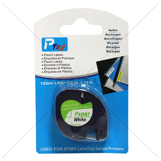 Imagem de FITA P/DYMO LETRATAG 12MMX4MT PRETA/BRANCA 91200/S0721510