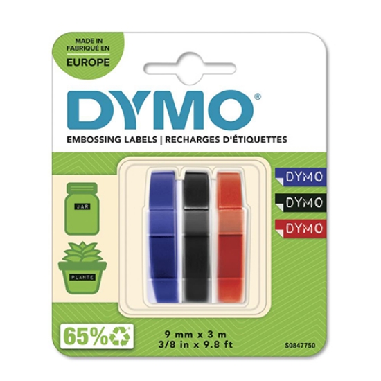 Picture of PACK 3 FITAS DYMO OMEGA PRETO/AZUL/VERMELHO 9MMX3MT S0847750