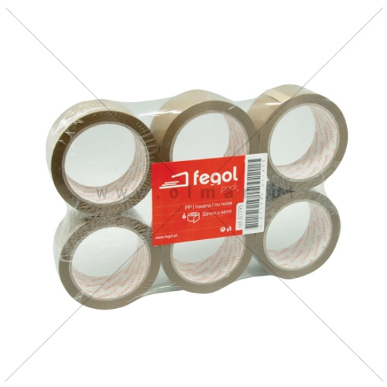 Imagem de ROLO FITA ADESIVA 50MMX66MT FEGOL PP CASTANHA (HAVANA)