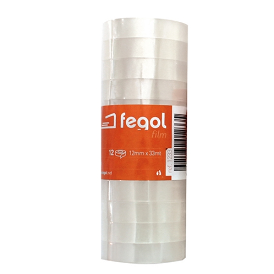 Imagem de ROLO FITA ADESIVA 12MMX33MT FEGOL TRANSPARENTE ACORDEÃO (1233)