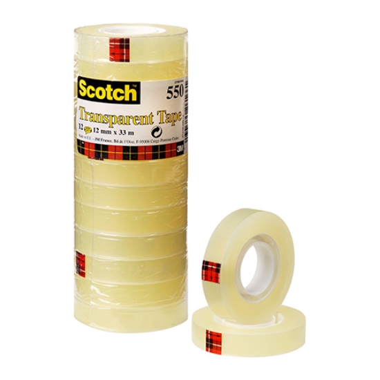 Picture of ROLO FITA ADESIVA 12MMX33MT 3M SCOTCH 550 TRANSPARENTE (ACORDEÃO)