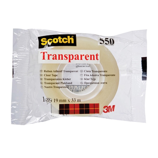 Imagem de ROLO FITA ADESIVA 19MMX33MT 3M SCOTCH 550 TRANSPARENTE (INDIVIDUAL)