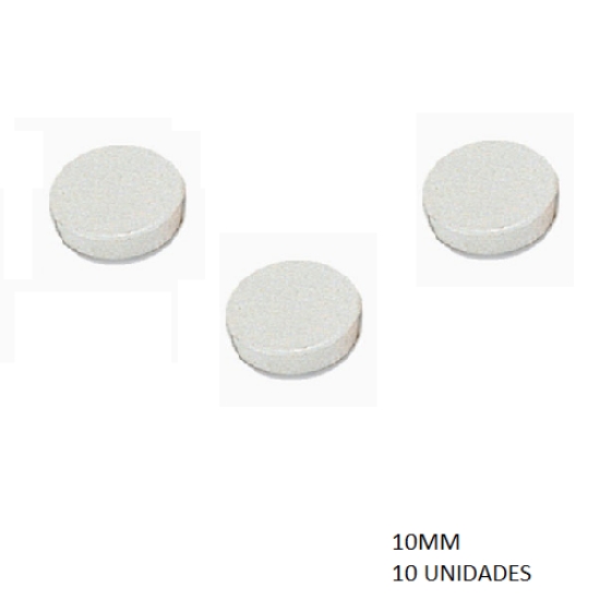 Imagem de PACK 10 BOTÕES MAGNÉTICOS REDONDOS 10MM BRANCO