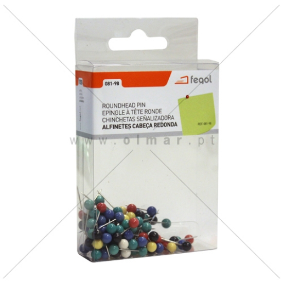 Imagem de BLISTER 100 ALFINETES SINALIZAÇÃO FEGOL RED.4MM SORTIDO (081-98)