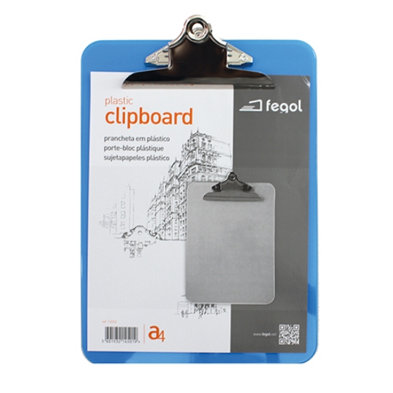 Imagem de PRANCHETA A4 PLÁSTICO COM MOLA FEGOL AZUL TRANSLÚCIDO (14552)