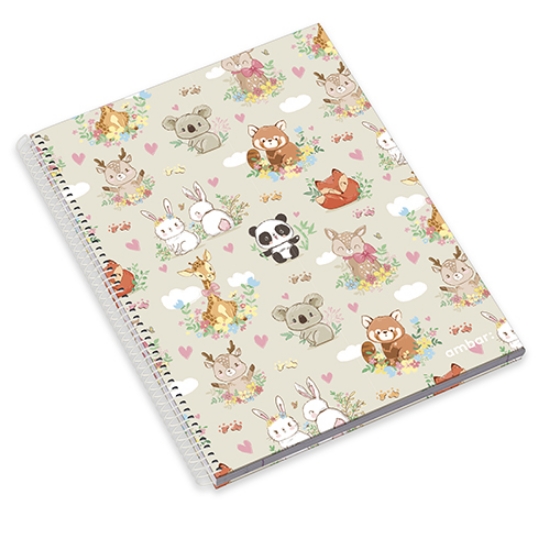 Imagem de CADERNO ESPIRAL CAPA DURA A4 120FOLHAS PETS&F WOODLAND PAUTADO