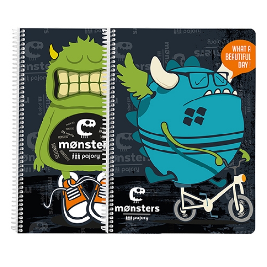 Imagem de CADERNO ESPIRAL CAPA PP A4 80FOLHAS PAJORY MONSTERS XADREZ
