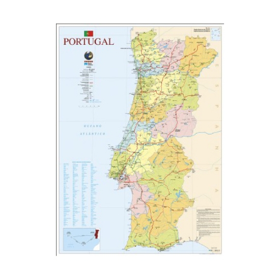 Imagem de MAPA PORTUGAL PLASTIFICADO 80.5X111.5CM PORTO EDITORA (32176)